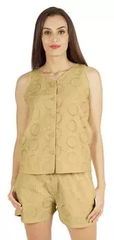 Женский однотонный комплект одежды для сна Bimba, комплект из 2 предметов, короткая и верхняя повседневная одежда для сна, свободная посадка 3XL бежевый