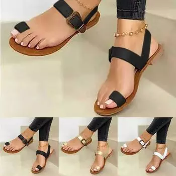 Женский однотонный комплект, повседневная пляжная обувь на плоской подошве, женские сандалии, женская обувь 37 золотой