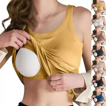 Женский однотонный короткий топ без рукавов с круглым вырезом и жилетом с подушкой на груди L чёрный