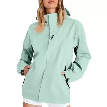 Женский однотонный костюм для улицы с капюшоном и длинными рукавами, ветрозащитная и водонепроницаемая тонкая куртка Ehplore L