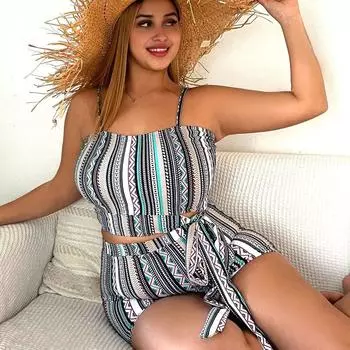 Женский однотонный купальник, купальник из двух предметов, пляжная одежда, бикини с высокой талией, танкини, большие размеры, купальные костюмы 2XL чёрный