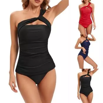 Женский однотонный купальник с открытой спиной, эластичный купальник-бикини XL тёмно-синий