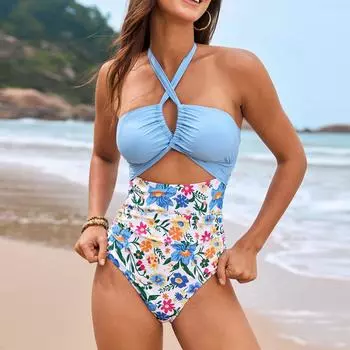 Женский однотонный купальник Sense Bikini с подкладкой для груди No Steel Bra Swimwear L синий