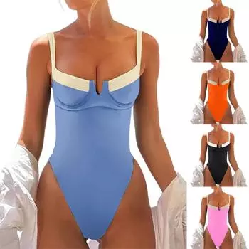 Женский однотонный купальник Sense Bikini с подкладкой для груди No Steel Bra Swimwear L чёрный