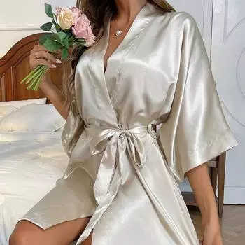 Женский однотонный легкий дышащий атласный халат, халат для подружки невесты, свадебные халаты для женщин, весна/лето, базовый домашний спальный халат S розовый
