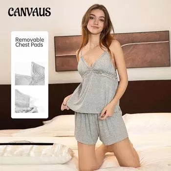 Женский однотонный модальный хлопок съемный корсет сексуальная пижама ночная рубашка на бретельках домашняя одежда пижамный комплект S светло-серый