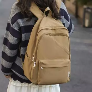 Женский однотонный нейлоновый рюкзак для младших и старших классов, школьный рюкзак для мальчиков и девочек, большой вместительный дорожный рюкзак хаки
