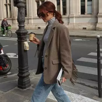 Женский однотонный пиджак с кисточками, модный однобортный пиджак с лацканами и длинными рукавами, осенние элегантные женские шикарные уличные пальто L коричневый