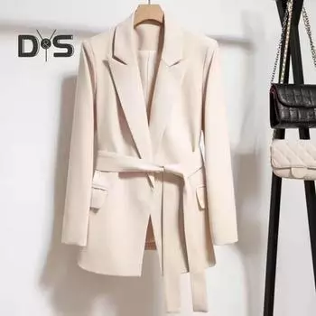 Женский однотонный пиджак весна-осень с лацканами, длинными рукавами, карманами-клапанами, пиджак на шнуровке, верхняя одежда для офиса и леди 3XL зелёный