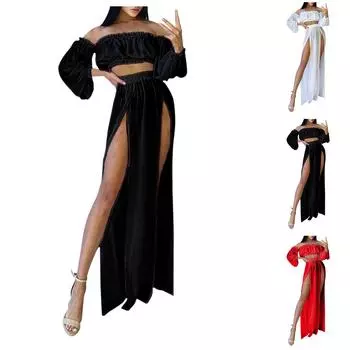 Женский однотонный пляжный солнцезащитный костюм с длинными рукавами и рубашкой-накидкой из двух частей One Size чёрный