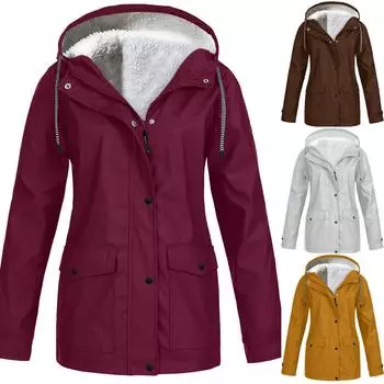 Женский однотонный плюшевый дождевик на открытом воздухе больших размеров, плащ с капюшоном, ветрозащитная куртка, пальто M темно-серого