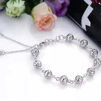 Женский однотонный полый шар, кулон, браслет на запястье, ювелирный подарок для вечеринки