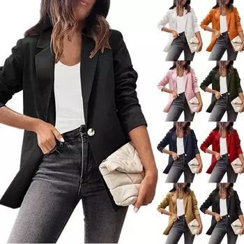 Женский однотонный повседневный кардиган с длинным рукавом и карманом, повседневная куртка, пиджак L армия зеленый