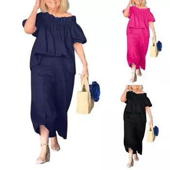 Женский однотонный повседневный комплект из двух предметов M