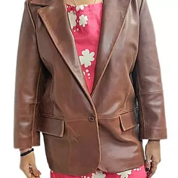 Женский однотонный повседневный кожаный пиджак ржаво-коричневого цвета, женский кожаный пиджак ржаво-коричневого цвета с застежкой на две пуговицы, женское кожаное пальто ржаво-коричневого цвета. XS ржавчина коричневого