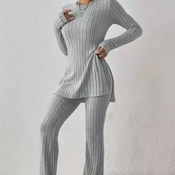 Женский однотонный повседневный облегающий комплект домашней одежды осень/зима 2023 г.