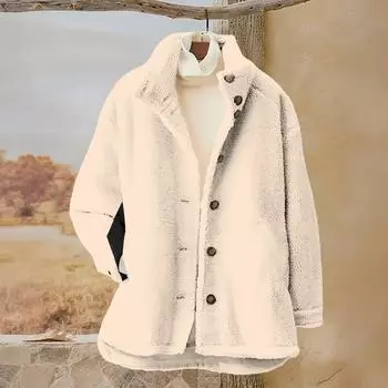 Женский однотонный повседневный свободный кардиган с длинным рукавом на пуговицах, кардиган с капюшоном, фланелевое пальто L бежевый