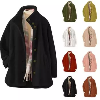 Женский однотонный повседневный свободный кардиган с длинным рукавом на пуговицах, кардиган с капюшоном, фланелевое пальто S бежевый