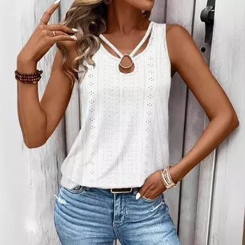 Женский однотонный повседневный жилет с V-образным вырезом 4XL чёрный