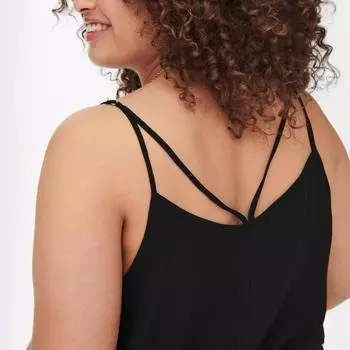 Женский однотонный прямой топ без бретелек с v-образным вырезом, перекрещенный сзади ONLY CARMAKOMA 44 чёрный