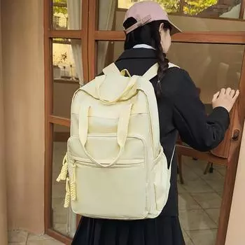 Женский однотонный рюкзак большой емкости для школьников младших классов, школьный портфель чёрный