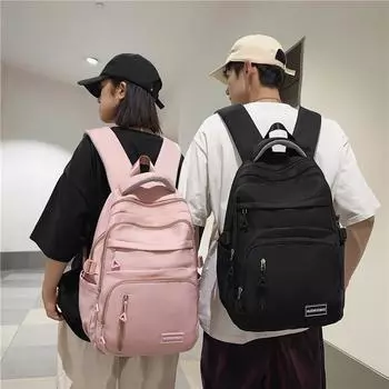 Женский однотонный рюкзак большой емкости, школьная сумка для студентов, мужской рюкзак для кампуса синий