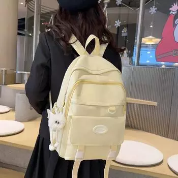 Женский однотонный рюкзак большой емкости, школьный рюкзак для школьников младших и старших классов чёрный