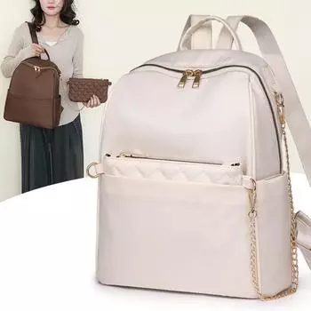 Женский однотонный рюкзак для путешествий с цепочками, сумка через плечо коричневый