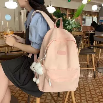 Женский однотонный рюкзак для школьников средней школы, школьный рюкзак для кампуса жёлтый