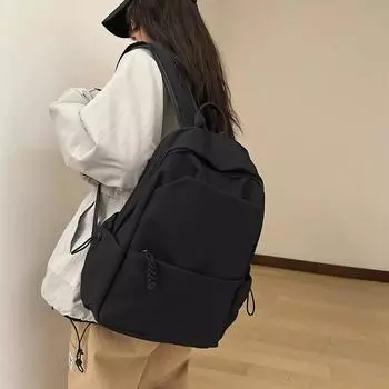 Женский однотонный рюкзак для учащихся 3-6 классов средней школы, школьный ранец чёрный