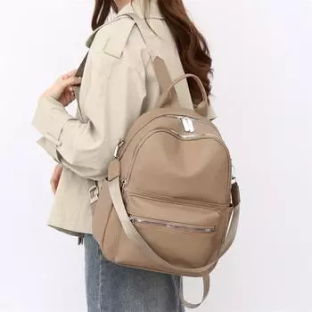 Женский однотонный рюкзак из мягкой кожи розовый