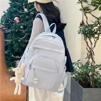 Женский однотонный рюкзак, рюкзак для кампуса, школьный рюкзак для старшеклассников бежевый