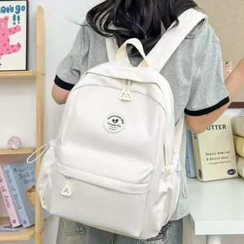 Женский однотонный рюкзак, студенческий небольшой школьный рюкзак, легкий рюкзак для путешествий бежевый