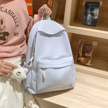 Женский однотонный рюкзак, студенческий школьный рюкзак, рюкзак для кампуса белый