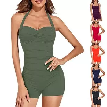 Женский однотонный сексуальный комбинезон с открытой спиной и плоским углом, бикини L темно-синий