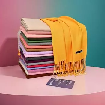 Женский однотонный шарф из искусственного кашемира, женский однотонный теплый шарф, шаль, зимний шарф в подарок на ежегодное собрание 68*200cm