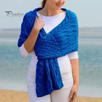 Женский однотонный шарф, зимний теплый широкий длинный шарф, утолщенный ветрозащитный вязаный шарф, шаль для домашнего офиса, наружного использования 160cm чёрный