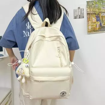 Женский однотонный школьный рюкзак для студентов чёрный