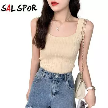 Женский однотонный слинг из ледяного шелка, маленькая внутренняя основа, вязаный верхний жилет, топ