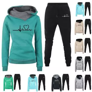 Женский однотонный спортивный комплект с капюшоном и длинными рукавами, домашние брюки, комплект для бега XL бежевый