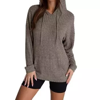 Женский однотонный средне-длинный повседневный кардиган, вязаный со свободным верхом свитера L армия зеленый