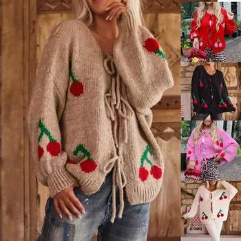 Женский однотонный свитер-пальто с вязаным кардиганом на шнуровке S белый