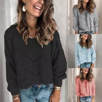 Женский однотонный свитер-пуловер из мохера осень-зима 2024 года M синий