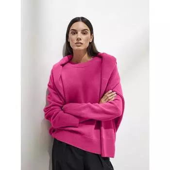 Женский однотонный свитер с круглым вырезом на весну и осень One size белый