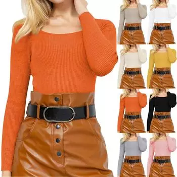 Женский однотонный свитер с круглым вырезом, свитером внутри и свитером снаружи XL хаки