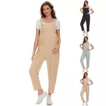 Женский однотонный свободный повседневный комбинезон больших размеров на подтяжках L серый ясень