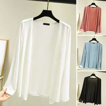 Женский однотонный тонкий кардиган, пальто с длинным рукавом и открытой передней частью, мягкое дышащее повседневное пальто, женская одежда M чёрный