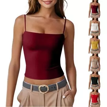 Женский однотонный топ без рукавов, облегающий топ-майка XL красный