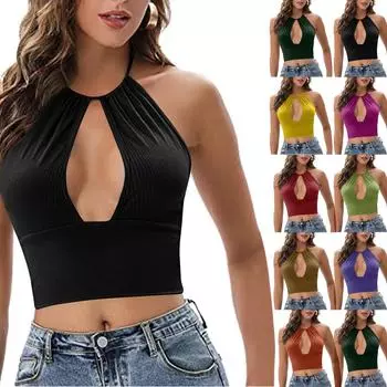 Женский однотонный топ без рукавов с накладкой на грудь L армия зеленый