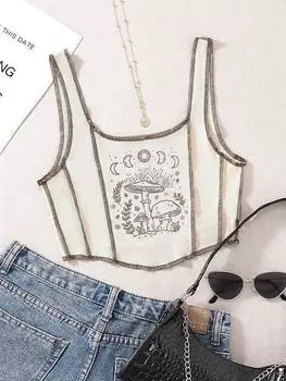 Женский однотонный топ без рукавов с пупком M белый